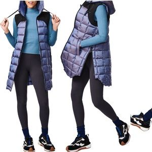 NWOT Bernardo Box Quilt Long Hooded Vest, Crystal Mauve, XS